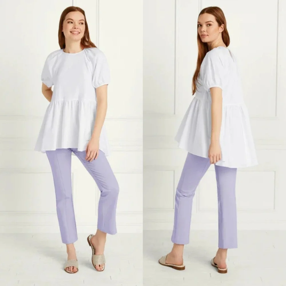 Hill House The Francesca Top Cotton Puff Sleeve Babydoll White NWT Size Small